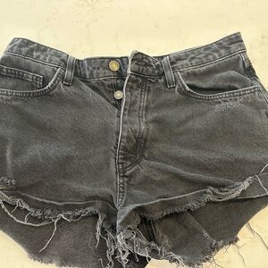 Forever 21 Black Frayed Jean Shorts